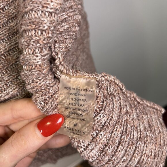 Peruvian Connection Pima Cotton Open Front Cardigan Shawl Collar Knit *READ - Picture 7 of 7